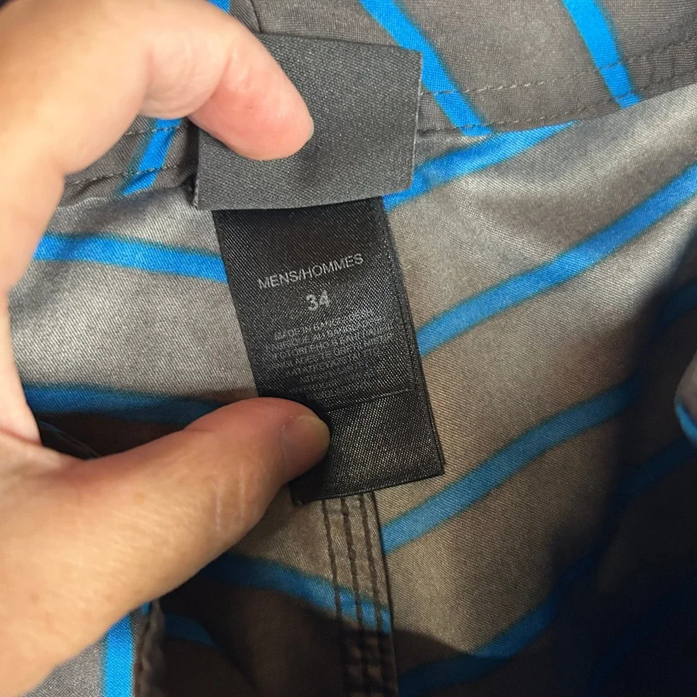 The North Face Mens Swim Trunks Board Shorts Striped Blue Gray‎ Size 34